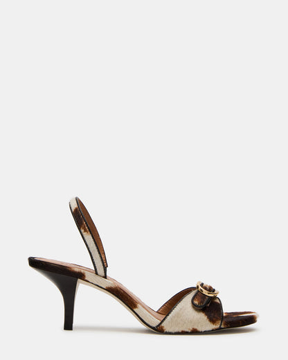 HENRIETTA Brown Cow Print Slingback Square-Toe Women's Heel - Steve Madden