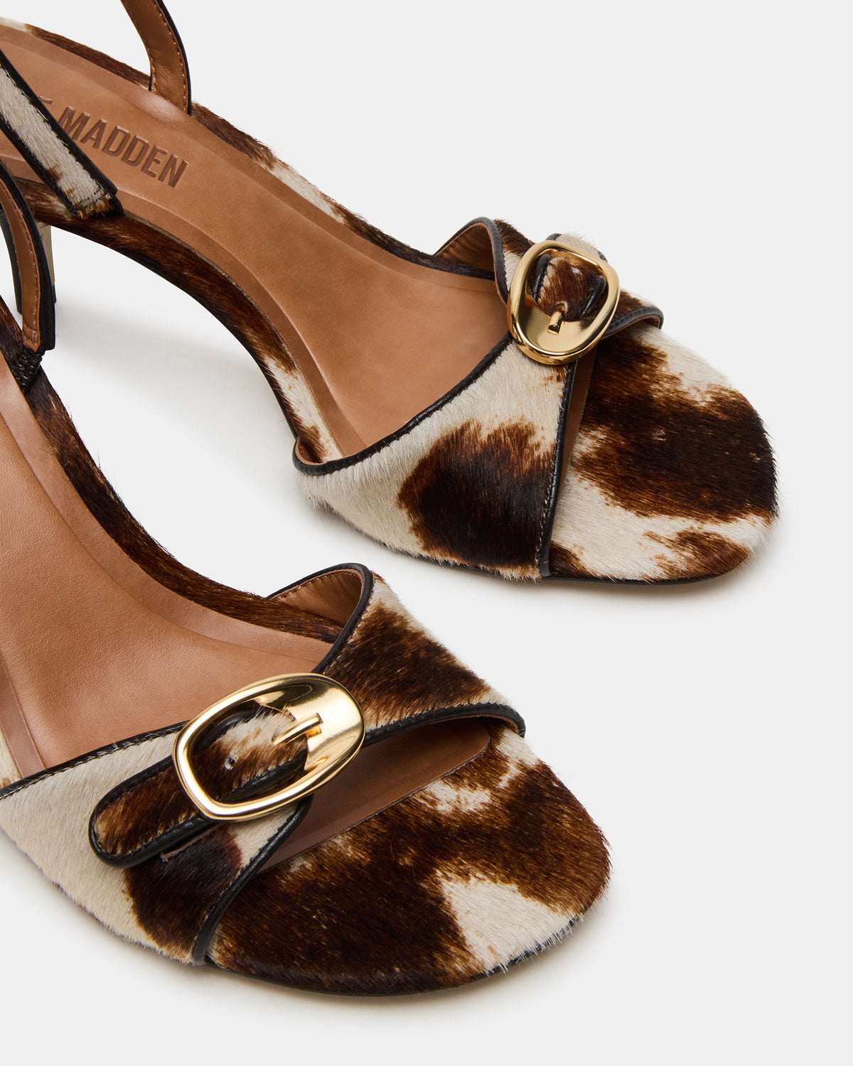 HENRIETTA Brown Cow Print Slingback Square-Toe Women's Heel - Steve Madden