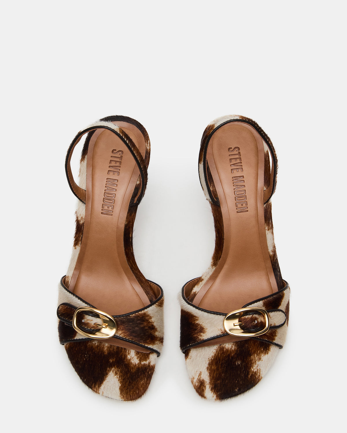 HENRIETTA Brown Cow Print Slingback Square-Toe Women's Heel - Steve Madden