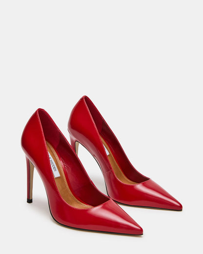 NOIR Red Leather Pointed-Toe Stiletto Pump Women's Heels - Steve Madden