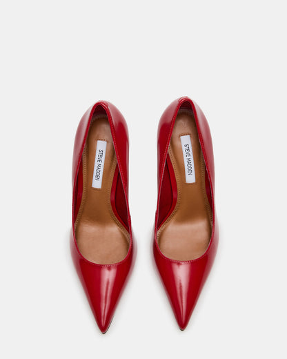 NOIR Red Leather Pointed-Toe Stiletto Pump Women's Heels - Steve Madden