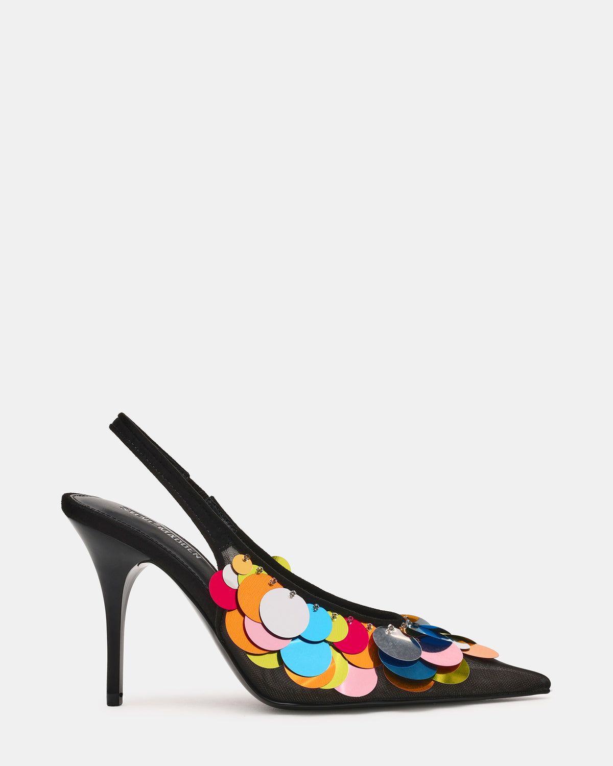 AVID Black Sequin Mesh Slingback Pointed Toe Pump Women's Heel - Steve Madden