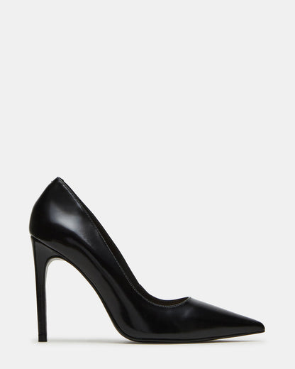 NOIR Black Leather Pointed-Toe Stiletto Pump Women's Heels - Steve Madden