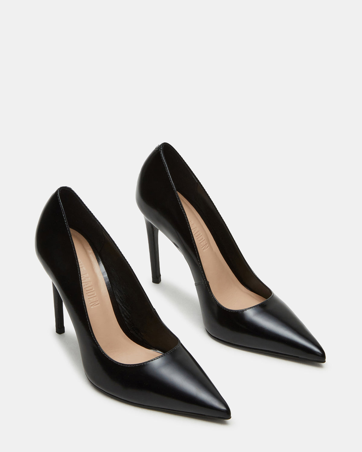 NOIR Black Leather Pointed-Toe Stiletto Pump Women's Heels - Steve Madden