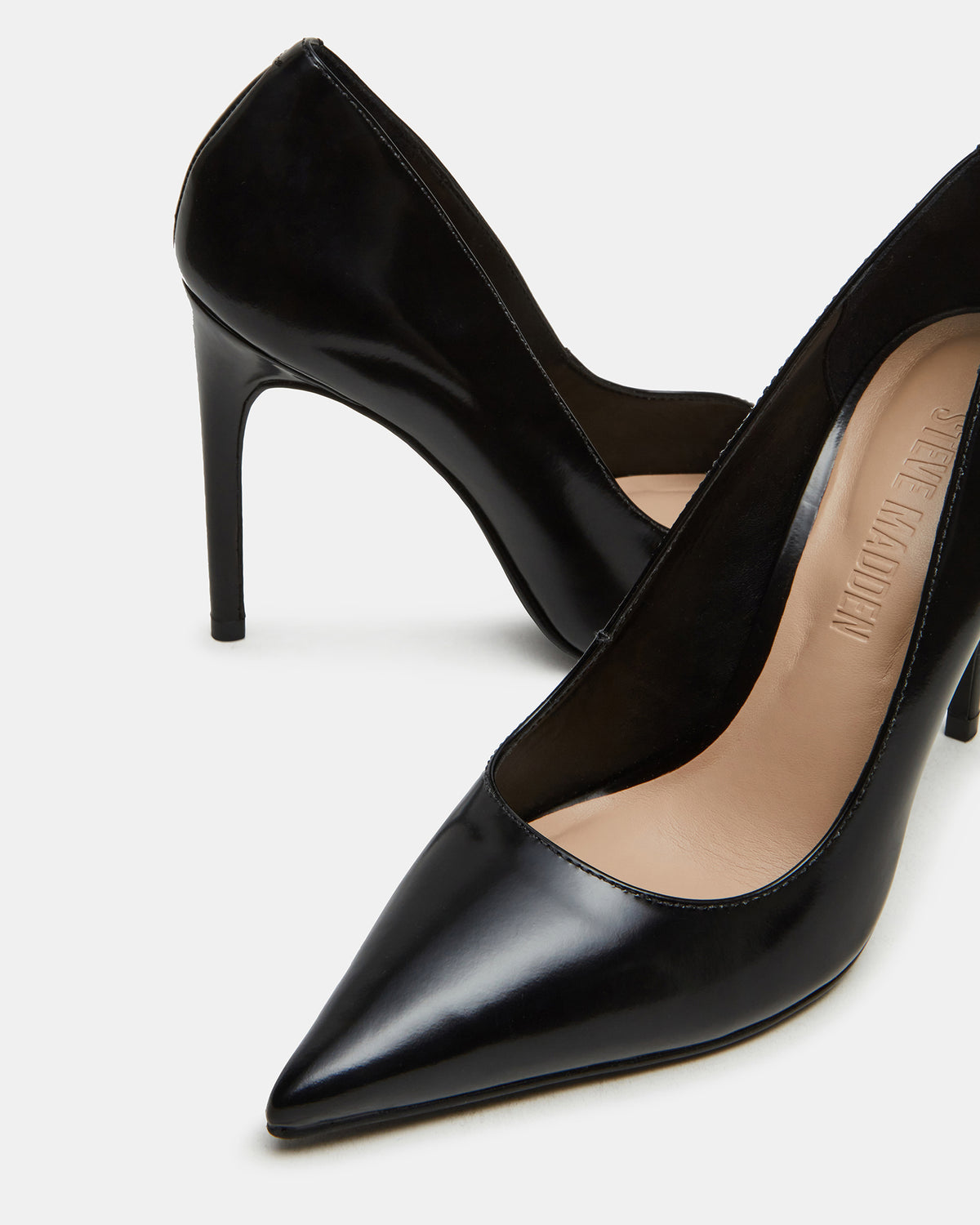 NOIR Black Leather Pointed-Toe Stiletto Pump Women's Heels - Steve Madden