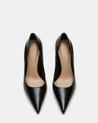 NOIR Black Leather Pointed-Toe Stiletto Pump Women's Heels - Steve Madden