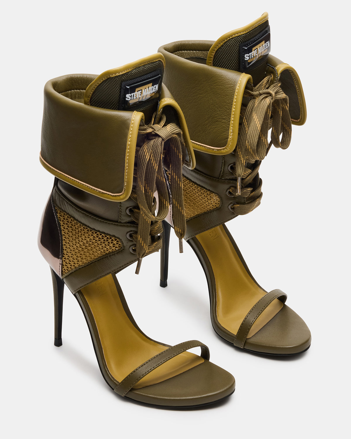 CASELLA Olive Open-Toe Stiletto Lace-Up Women's Heel - Steve Madden