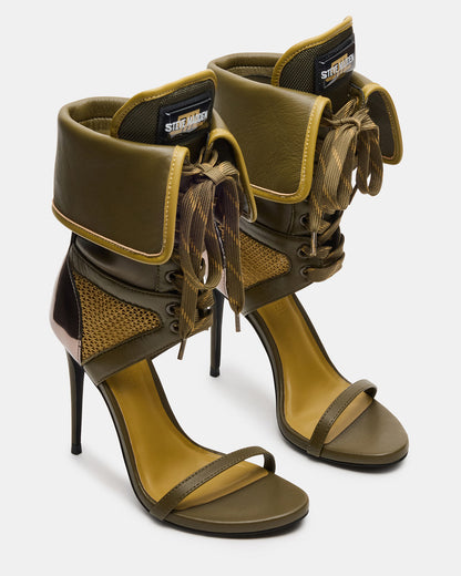 CASELLA Olive Open-Toe Stiletto Lace-Up Women's Heel - Steve Madden