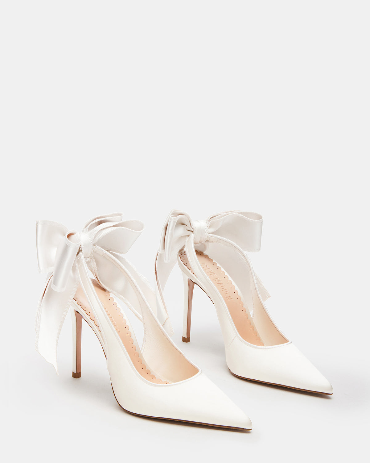 TEACUP Ivory Satin Women's Pointed-Toe Slingback Heel - Steve Madden