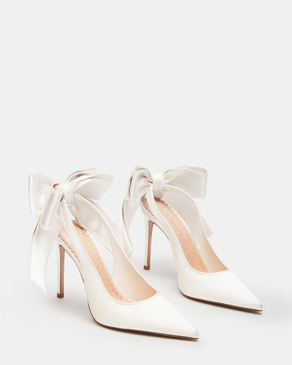 TEACUP Ivory Satin Women's Pointed-Toe Slingback Heel - Steve Madden