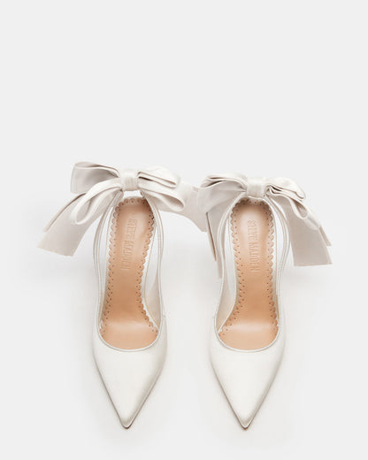 TEACUP Ivory Satin Women's Pointed-Toe Slingback Heel - Steve Madden