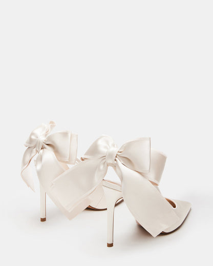 TEACUP Ivory Satin Women's Pointed-Toe Slingback Heel - Steve Madden