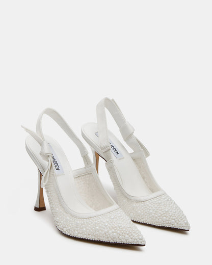 BRI White Lace Slingback Pump Women's Heel - Steve Madden
