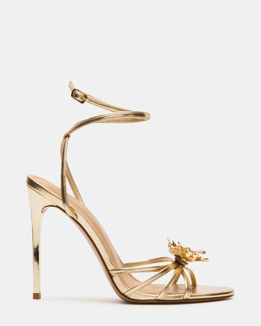 SWIRL Gold Strappy Stiletto Flower Women's Heel - Steve Madden