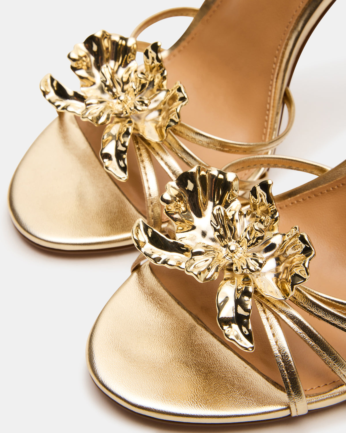 SWIRL Gold Strappy Stiletto Flower Women's Heel - Steve Madden