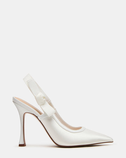 BRI White Satin Slingback Pump Women's Heel - Steve Madden