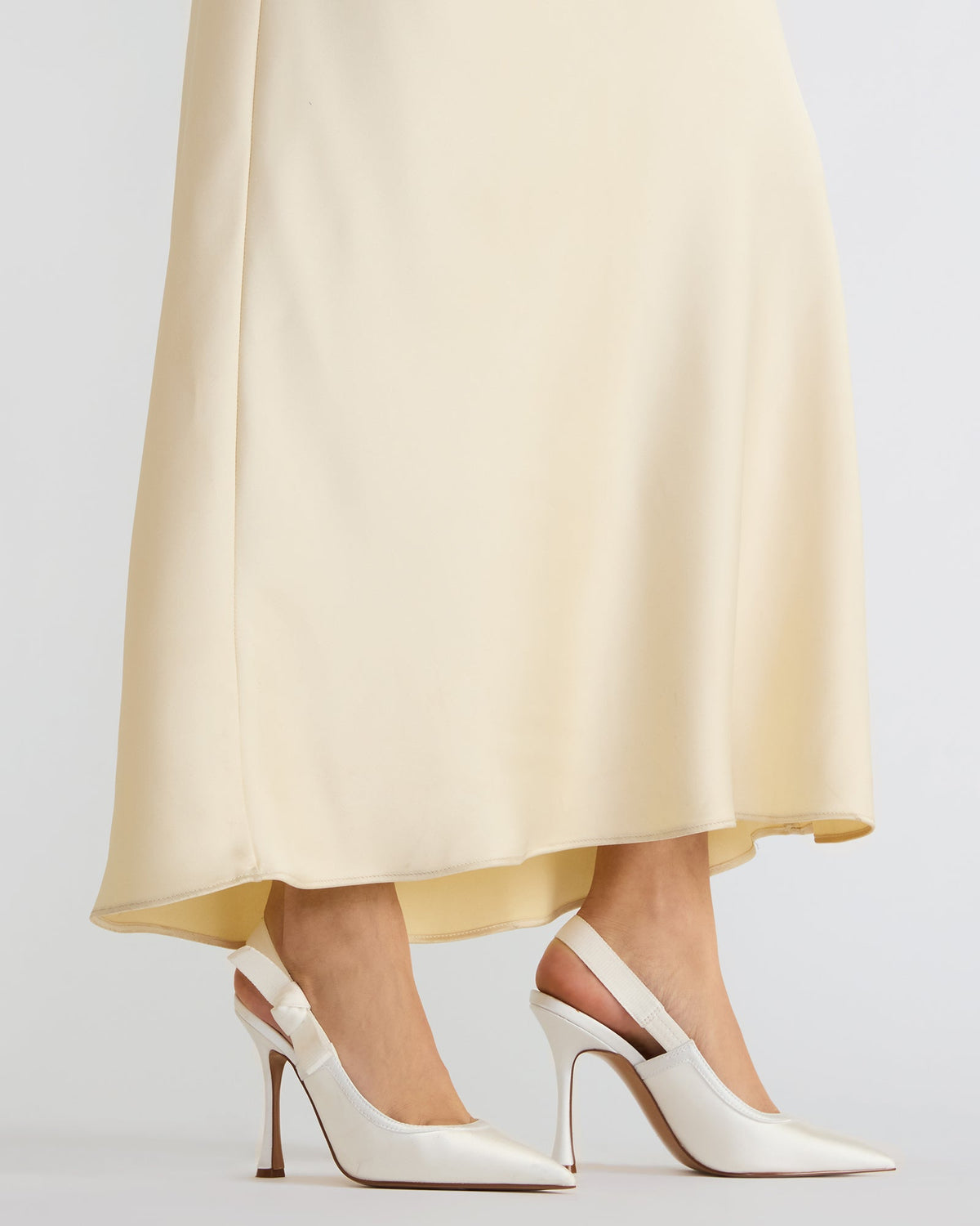 BRI White Satin Slingback Pump Women's Heel - Steve Madden