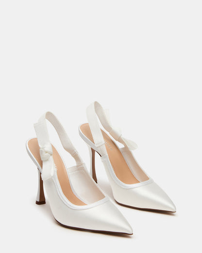 BRI White Satin Slingback Pump Women's Heel - Steve Madden