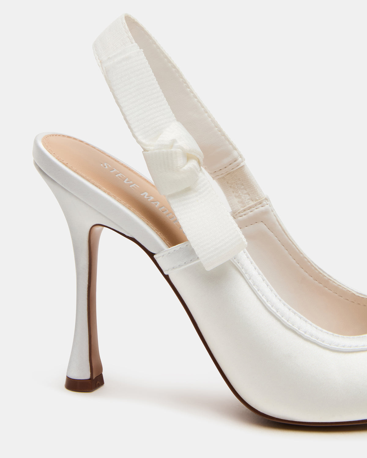 BRI White Satin Slingback Pump Women's Heel - Steve Madden