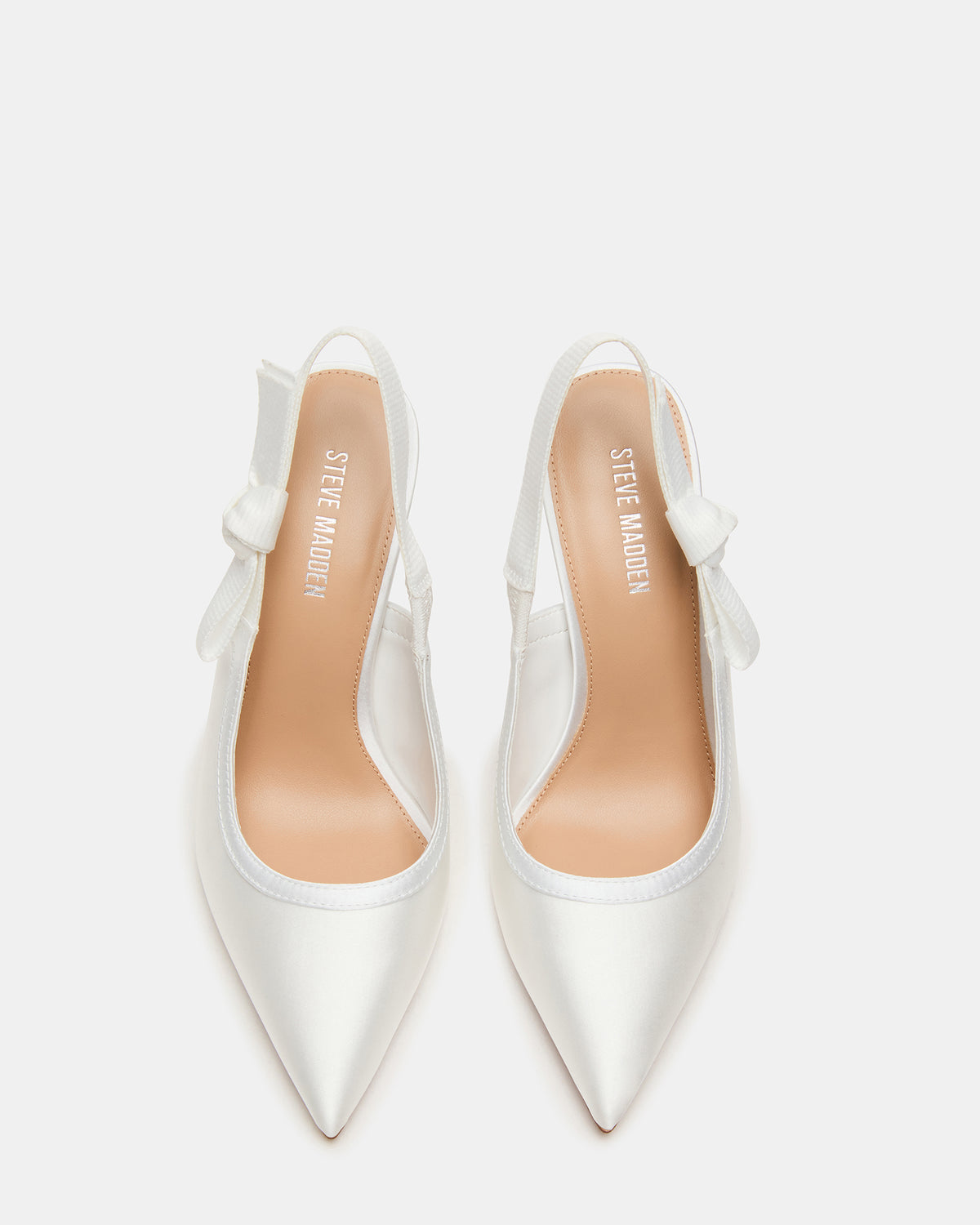 BRI White Satin Slingback Pump Women's Heel - Steve Madden