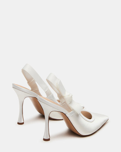 BRI White Satin Slingback Pump Women's Heel - Steve Madden