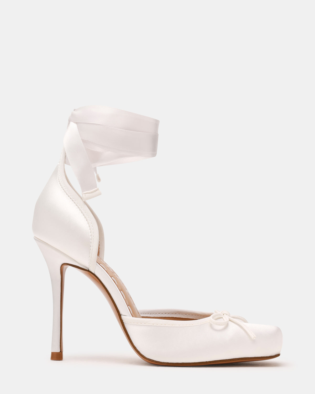 LARINA Ivory Satin Square-Toe Stiletto Pump Lace-Up Women's Heel - Steve Madden