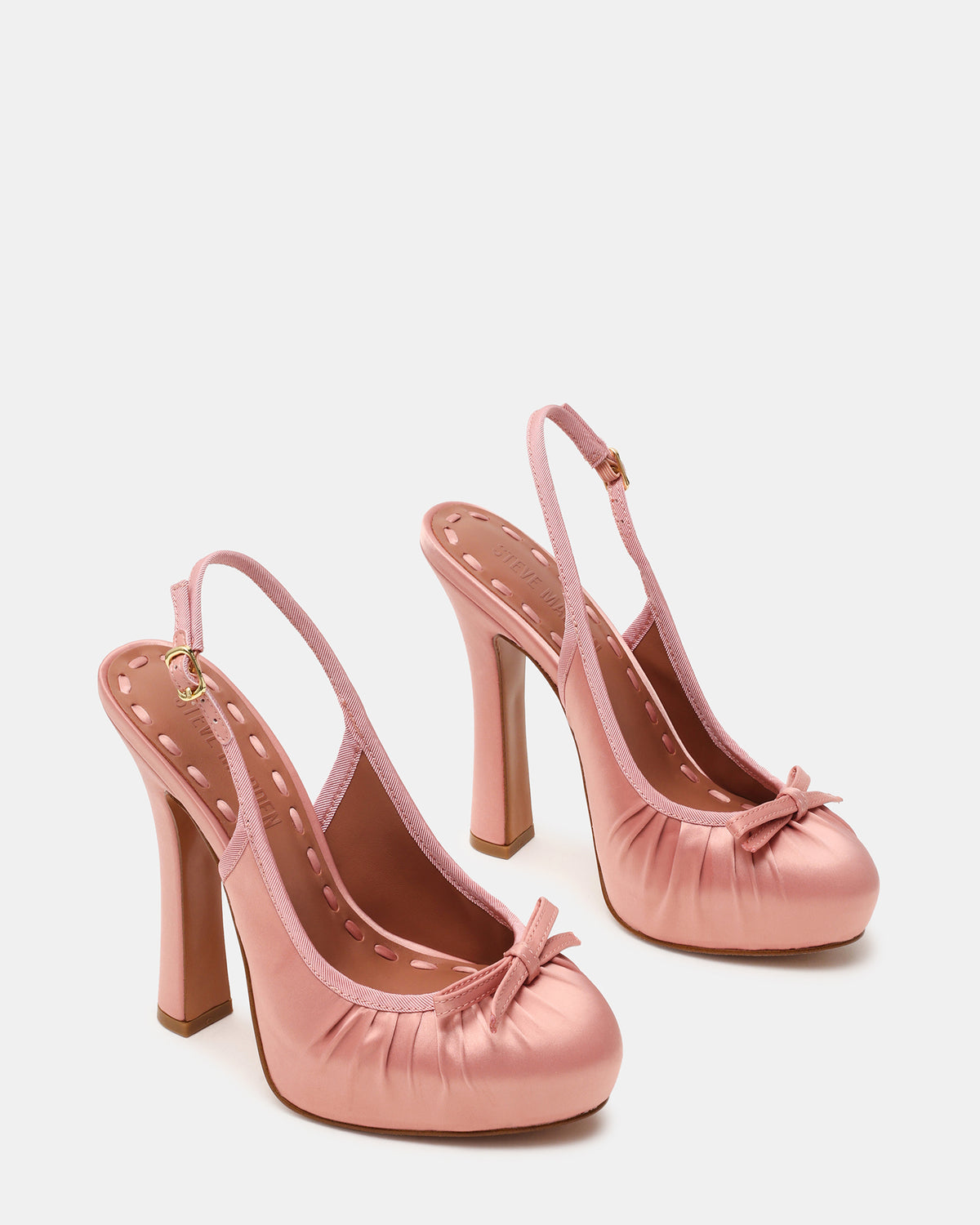 SOFIE Blush Satin Bow Slingback Platform Women's Heel - Steve Madden