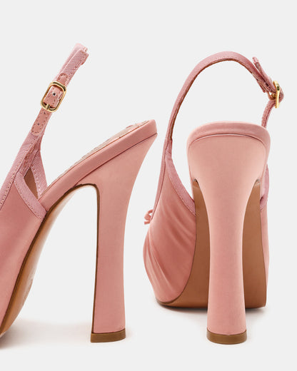 SOFIE Blush Satin Bow Slingback Platform Women's Heel - Steve Madden