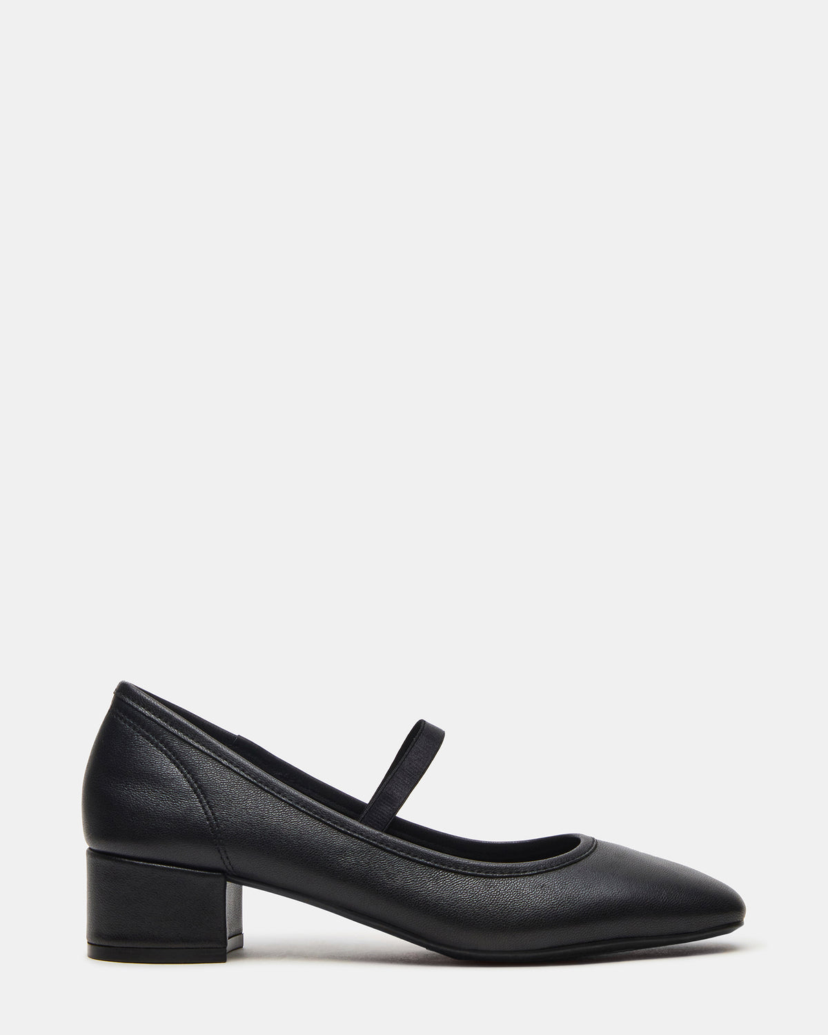 MURAL Black Leather Mary Jane Block Heel Square-Toe Women's Heel - Steve Madden