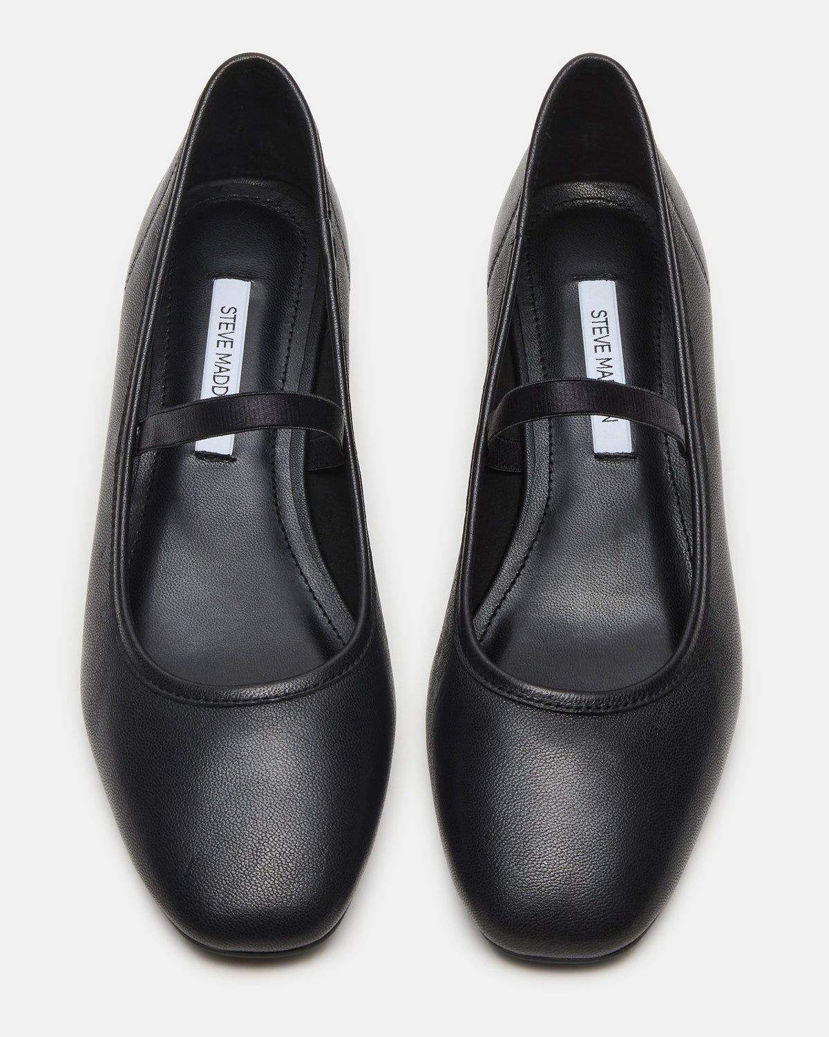 MURAL Black Leather Mary Jane Block Heel Square-Toe Women's Heel - Steve Madden