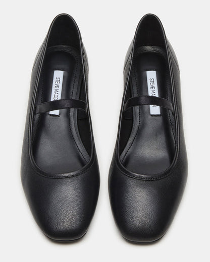 MURAL Black Leather Mary Jane Block Heel Square-Toe Women's Heel - Steve Madden