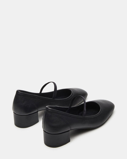 MURAL Black Leather Mary Jane Block Heel Square-Toe Women's Heel - Steve Madden