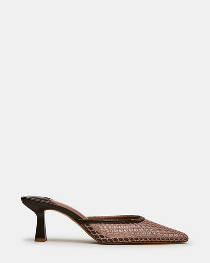 ALYSE Mocha Mesh Square-Toe Mule Women's Kitten Heel - Steve Madden