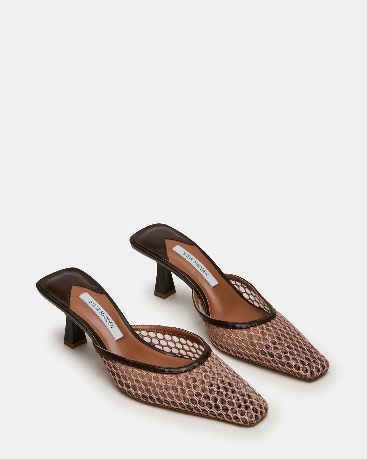 ALYSE Mocha Mesh Square-Toe Mule Women's Kitten Heel - Steve Madden