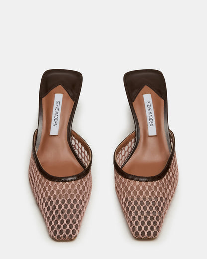 ALYSE Mocha Mesh Square-Toe Mule Women's Kitten Heel - Steve Madden