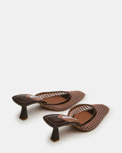 ALYSE Mocha Mesh Square-Toe Mule Women's Kitten Heel - Steve Madden