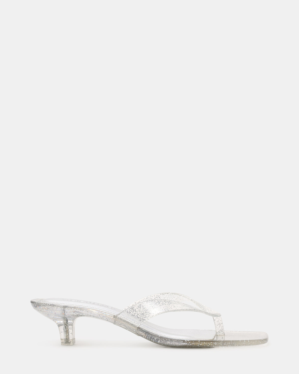 TRACIE Jelly Silver Glitter Thong Strap Women's Kitten Heel - Steve Madden