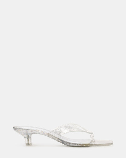 TRACIE Jelly Silver Glitter Thong Strap Women's Kitten Heel - Steve Madden