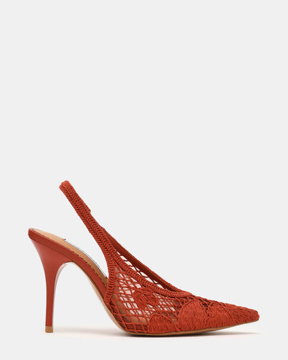 ANDROMEDA Crochet Terracotta Slingback Pointed-Toe Stiletto Pump Women's Heel - Steve Madden