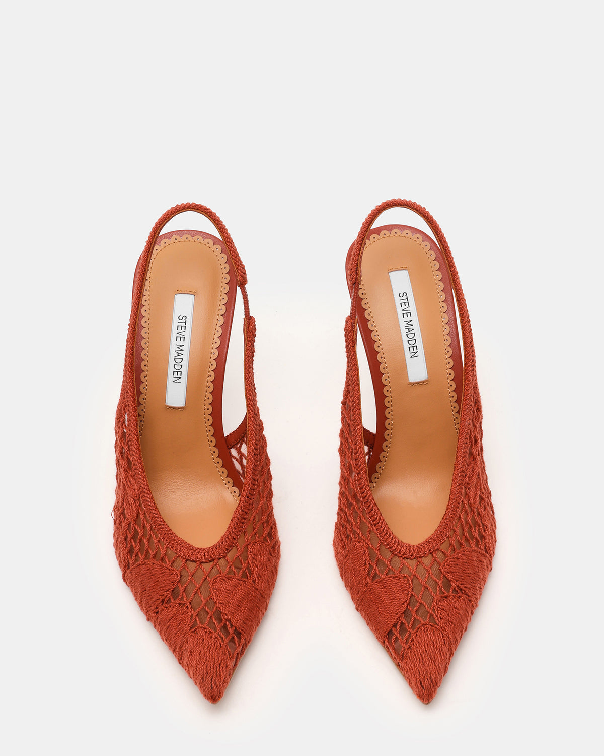 ANDROMEDA Crochet Terracotta Slingback Pointed-Toe Stiletto Pump Women's Heel - Steve Madden