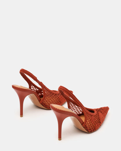 ANDROMEDA Crochet Terracotta Slingback Pointed-Toe Stiletto Pump Women's Heel - Steve Madden