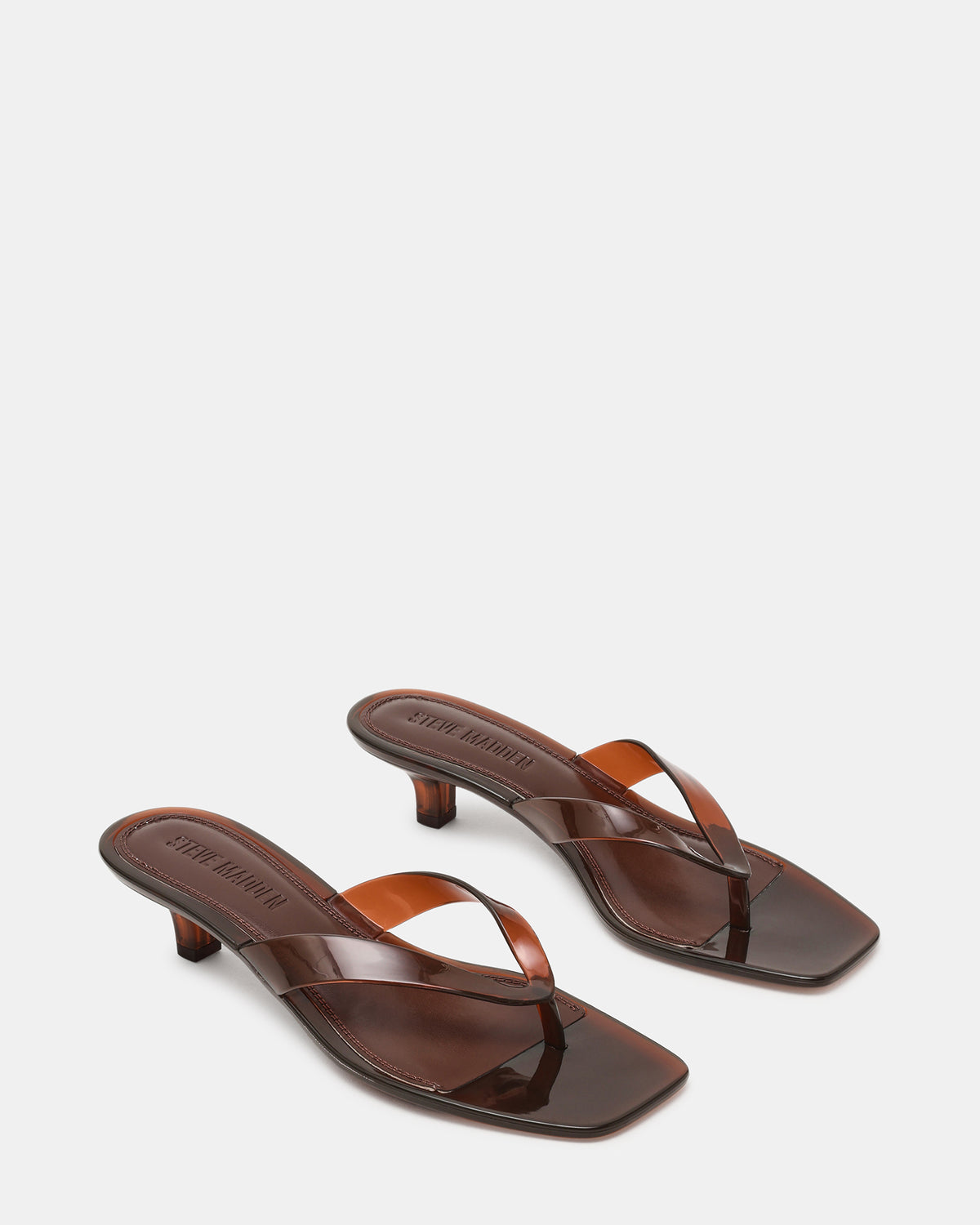 TRACIE Jelly Dark Brown Thong Strap Women's Kitten Heel - Steve Madden