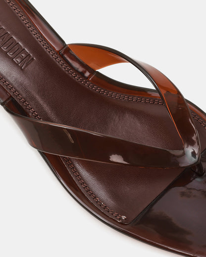 TRACIE Jelly Dark Brown Thong Strap Women's Kitten Heel - Steve Madden
