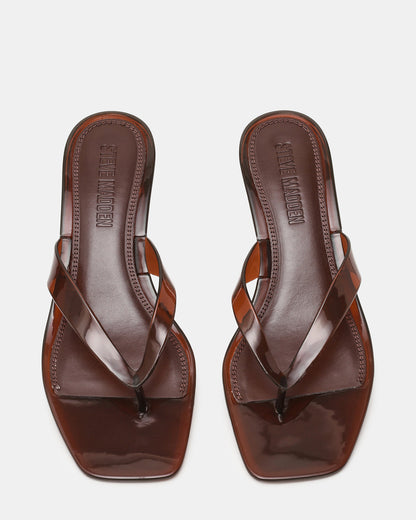 TRACIE Jelly Dark Brown Thong Strap Women's Kitten Heel - Steve Madden