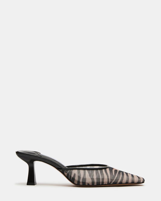 ALYSE Zebra Mesh Square-Toe Mule Women's Kitten Heel - Steve Madden