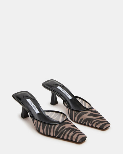 ALYSE Zebra Mesh Square-Toe Mule Women's Kitten Heel - Steve Madden