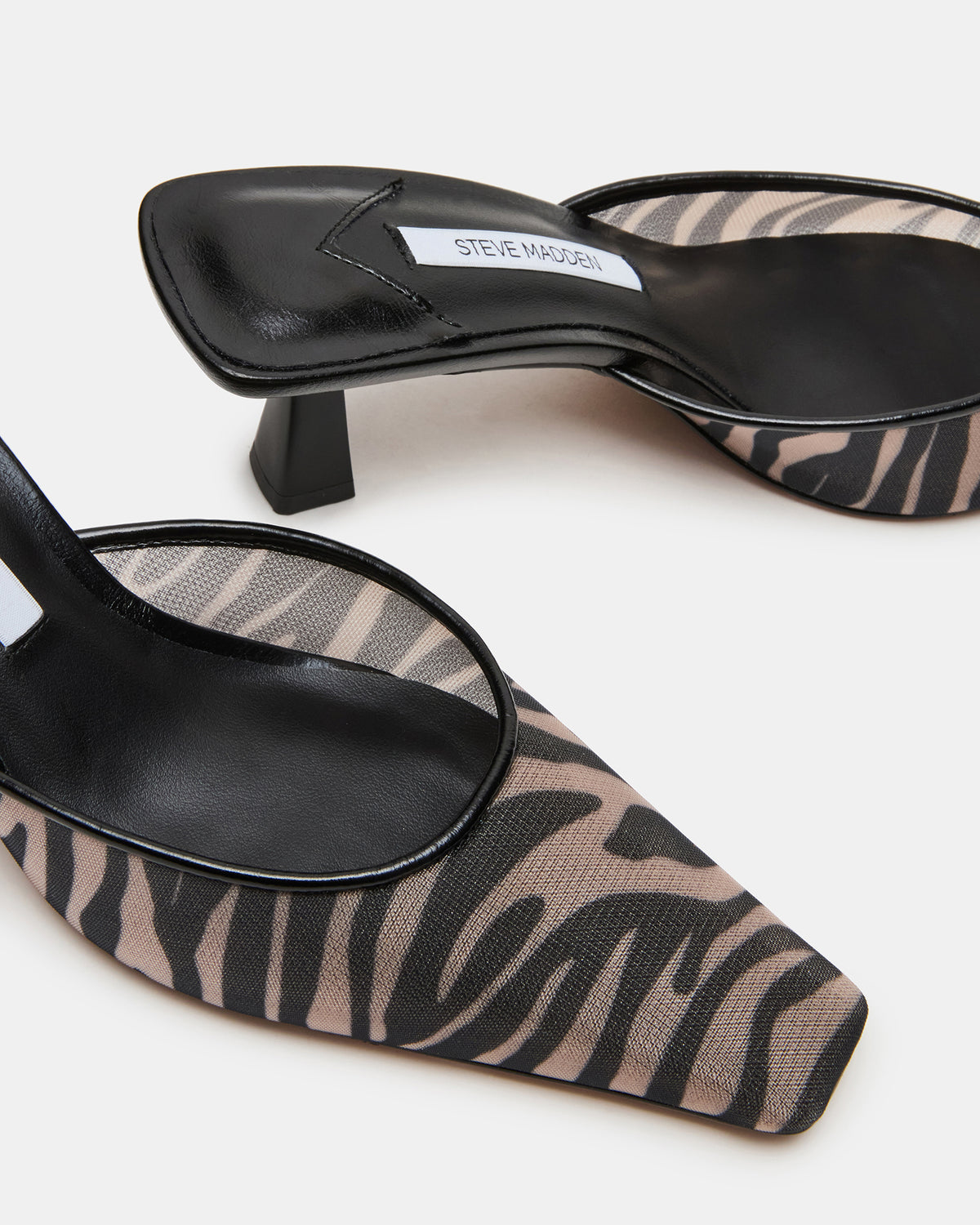 ALYSE Zebra Mesh Square-Toe Mule Women's Kitten Heel - Steve Madden
