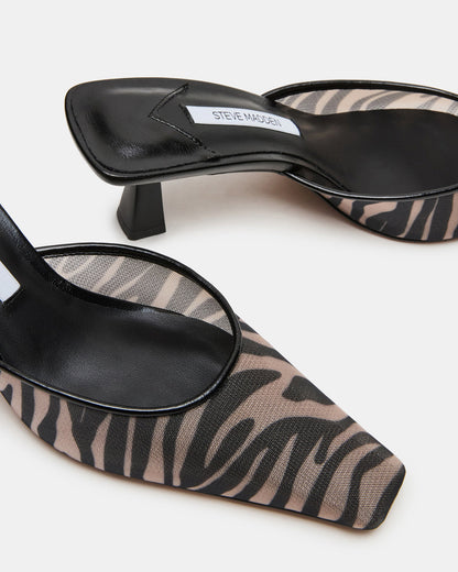 ALYSE Zebra Mesh Square-Toe Mule Women's Kitten Heel - Steve Madden
