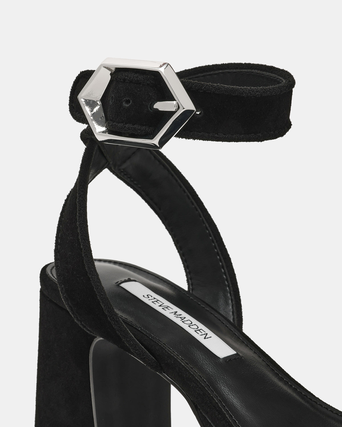 ELIDA Black Suede Ankle Strap Platform Women's Block Heel - Steve Madden