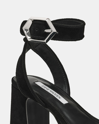ELIDA Black Suede Ankle Strap Platform Women's Block Heel - Steve Madden
